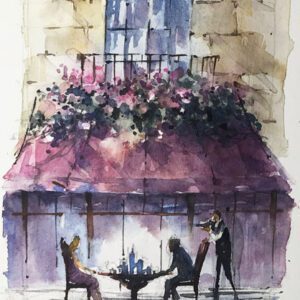 Caféleven' aquarel