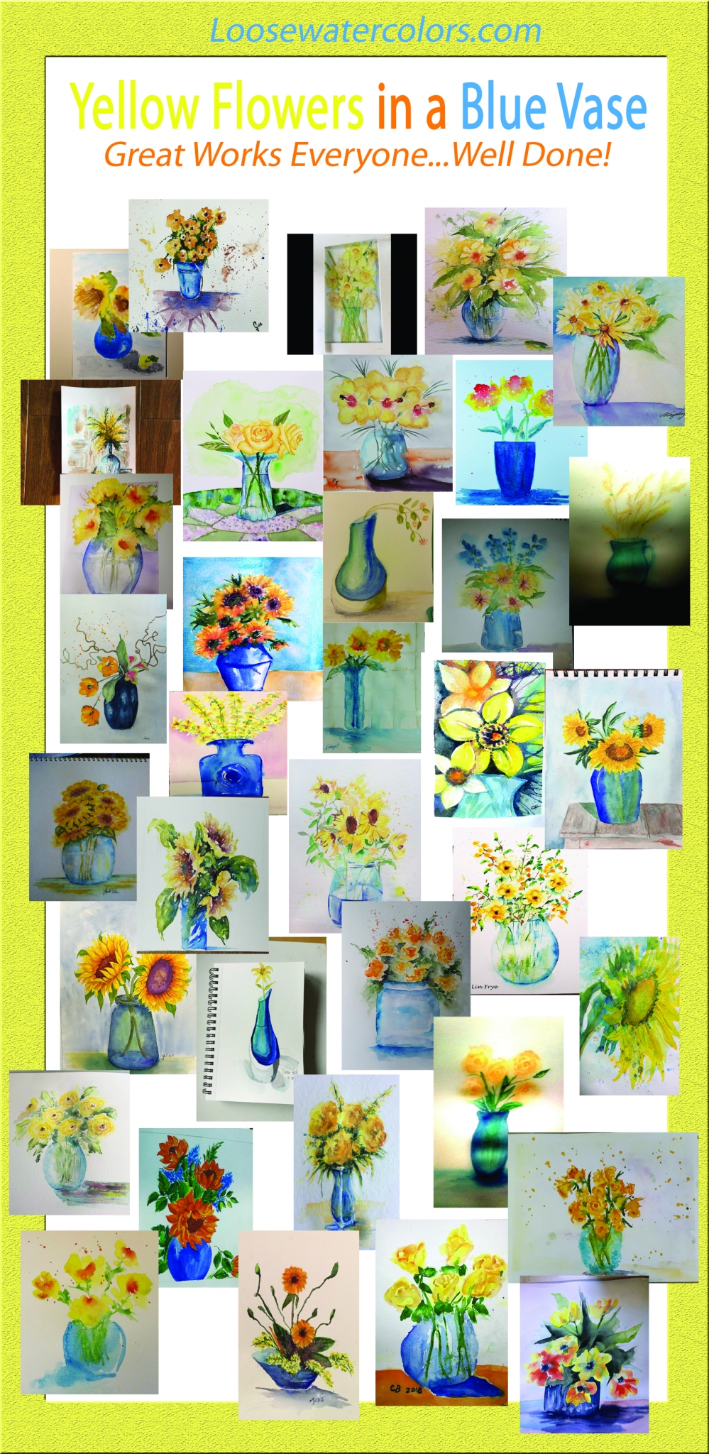 Yellow Flowers in a Blue Vase