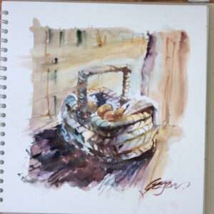 Jour 4 Sketchbook Challenge Des œufs dans un panier