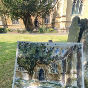 圣玛丽教堂 - 梅尔顿莫伯雷（原创水彩画）